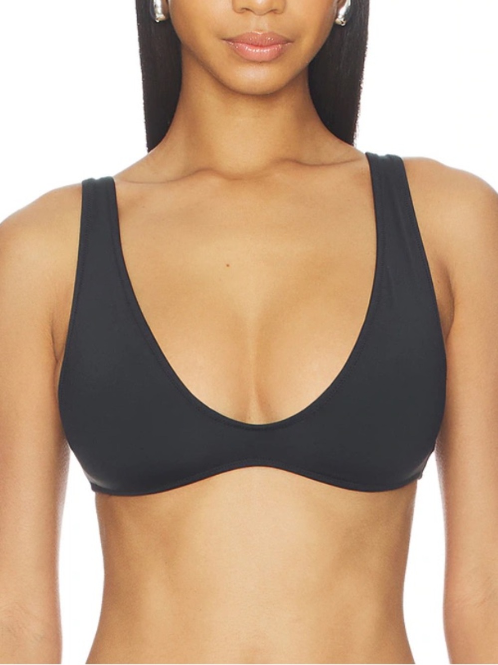NWT SKIMS Signature Swim Plunge Top Onyx XS